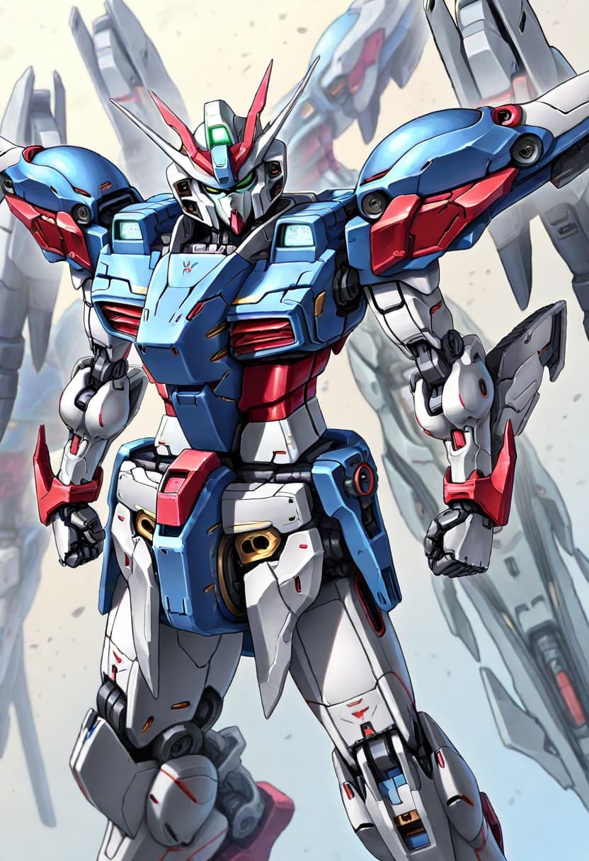 Pencil-art Gundam, Animagein 4, high-res, detailed, mecha, safe, 8k quality.