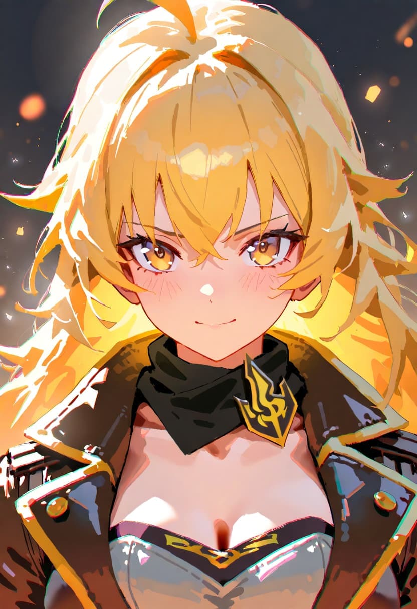 Yang Xiao Long, RWBY, Animagein 4, blonde hair, ember celica, light particles, safe rating.