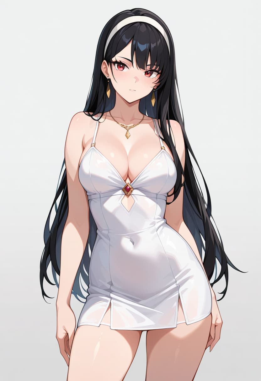 Stylish girl, AstraYaoCYQL, illustrious, red jacket, white dress, high heels, cinematic angle.